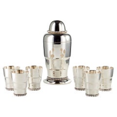 20th Century Art Deco Cocktail Shaker Set with Six Cups Austria Circa 1920