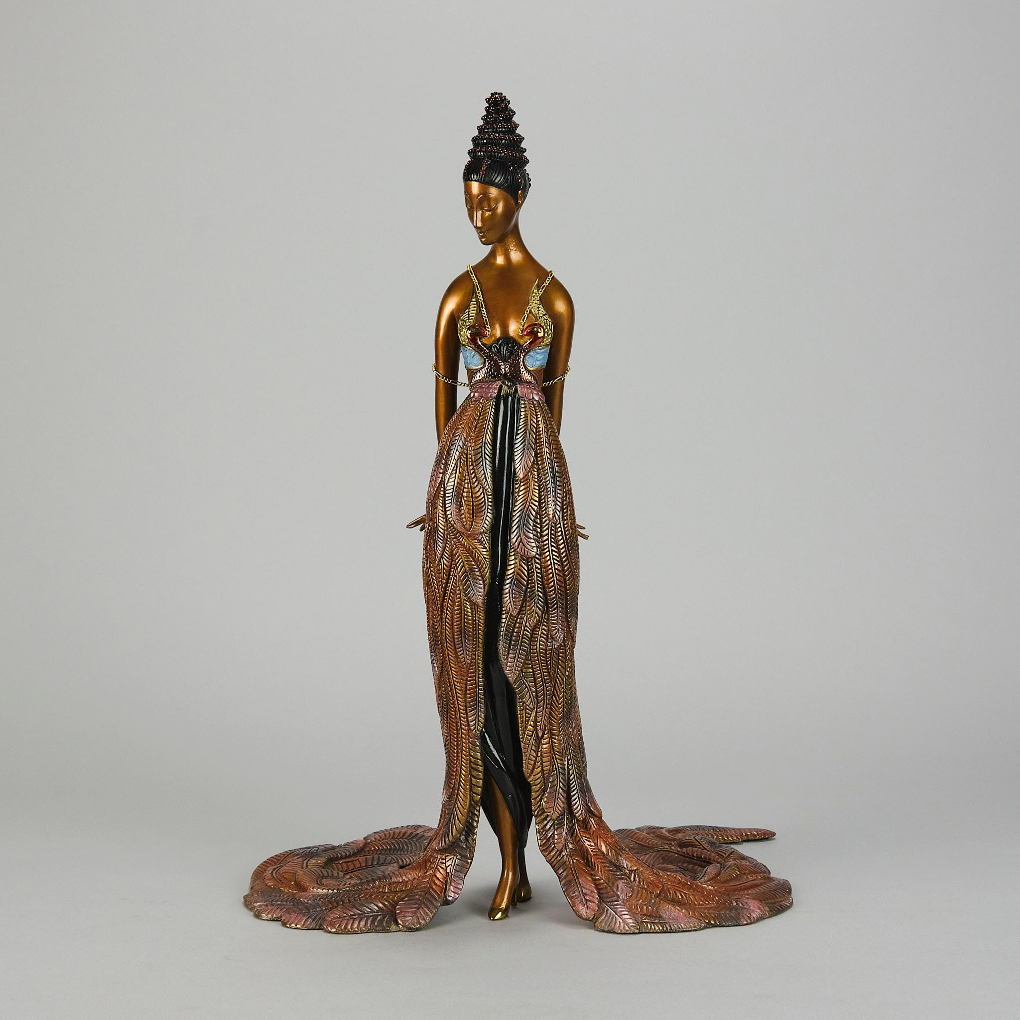 French 20th Century Art Deco Cold-Painted Bronze entitled 