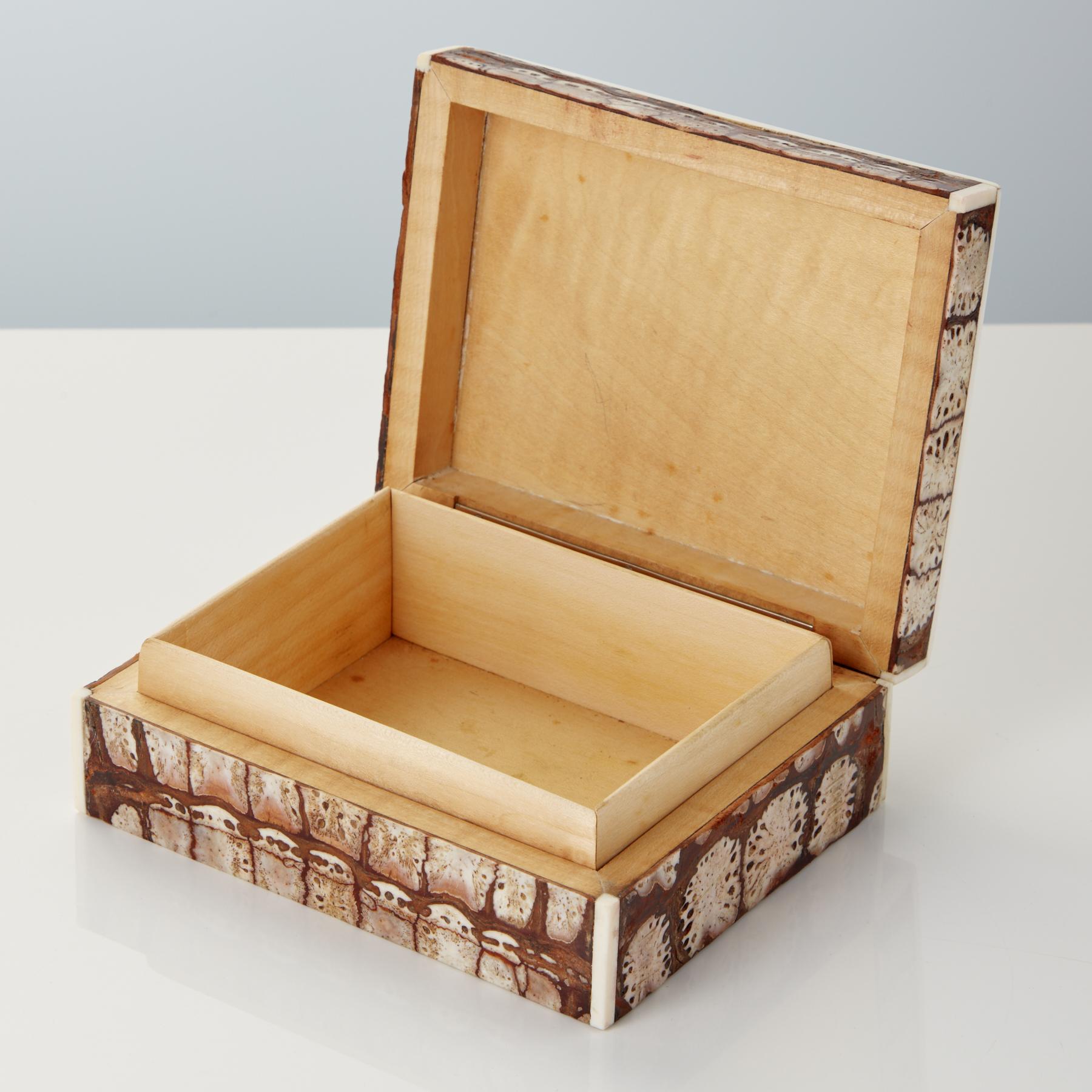 20th Century Art Deco Crocodile Box with Fossilised Surface England Circa 1920 In Good Condition In London, GB