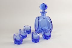 20th Century Art Deco Decanter Set/ Liquor Set With 5 Shot Glasses, CZ ca. 1920