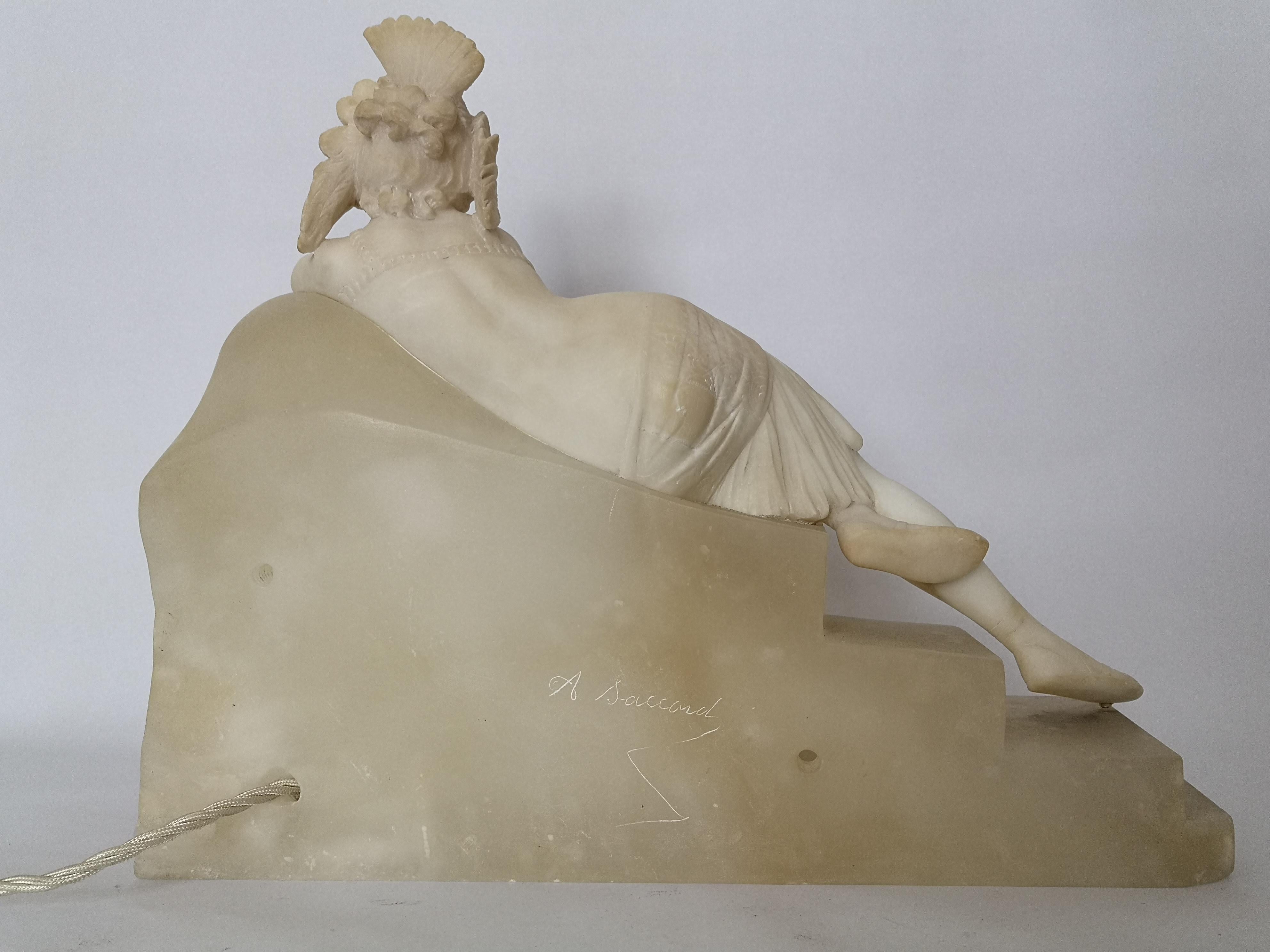 20th Century Art Deco Fantasy Sculpture / Lamp of a Lady on a Sphinx 2