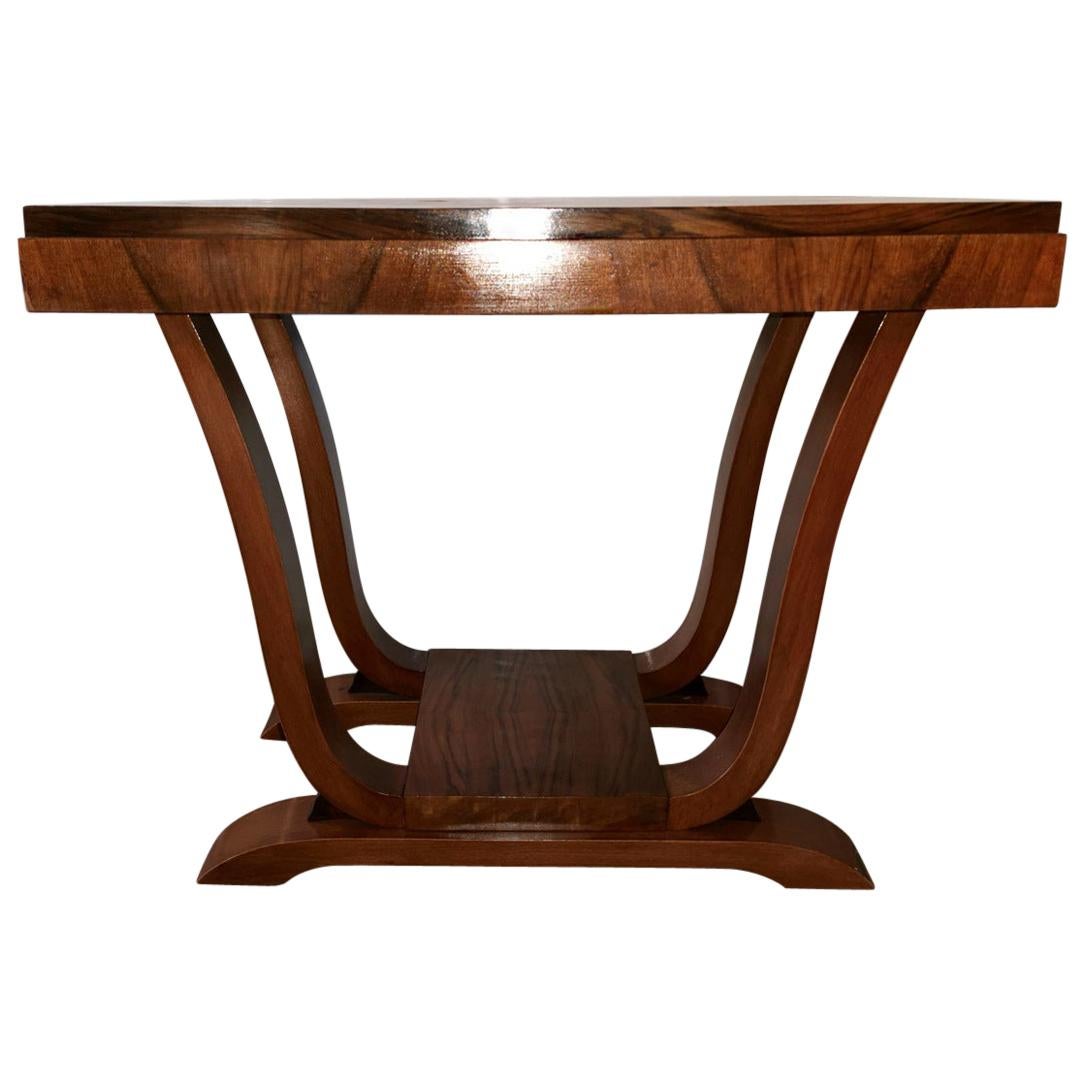 20th Century Art Deco French Rectangular Side Table in Walnut