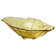 20th Century Art Deco Glass Bowl/ Jardiniere, Amber Colored, Austria circa 1920