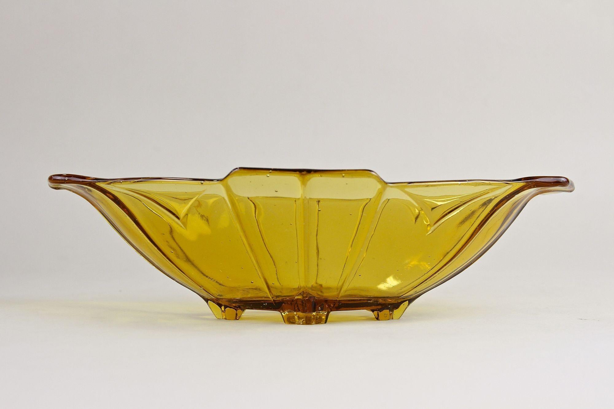 20th Century Art Deco Glass Bowl/ Jardiniere Amber Colored, Austria, circa 1920 For Sale 5