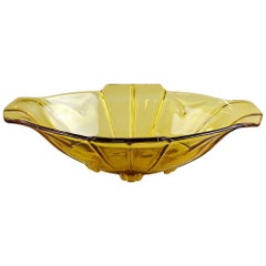 Antique 20th Century Art Deco Glass Bowl/ Jardiniere Amber Colored, Austria, circa 1920