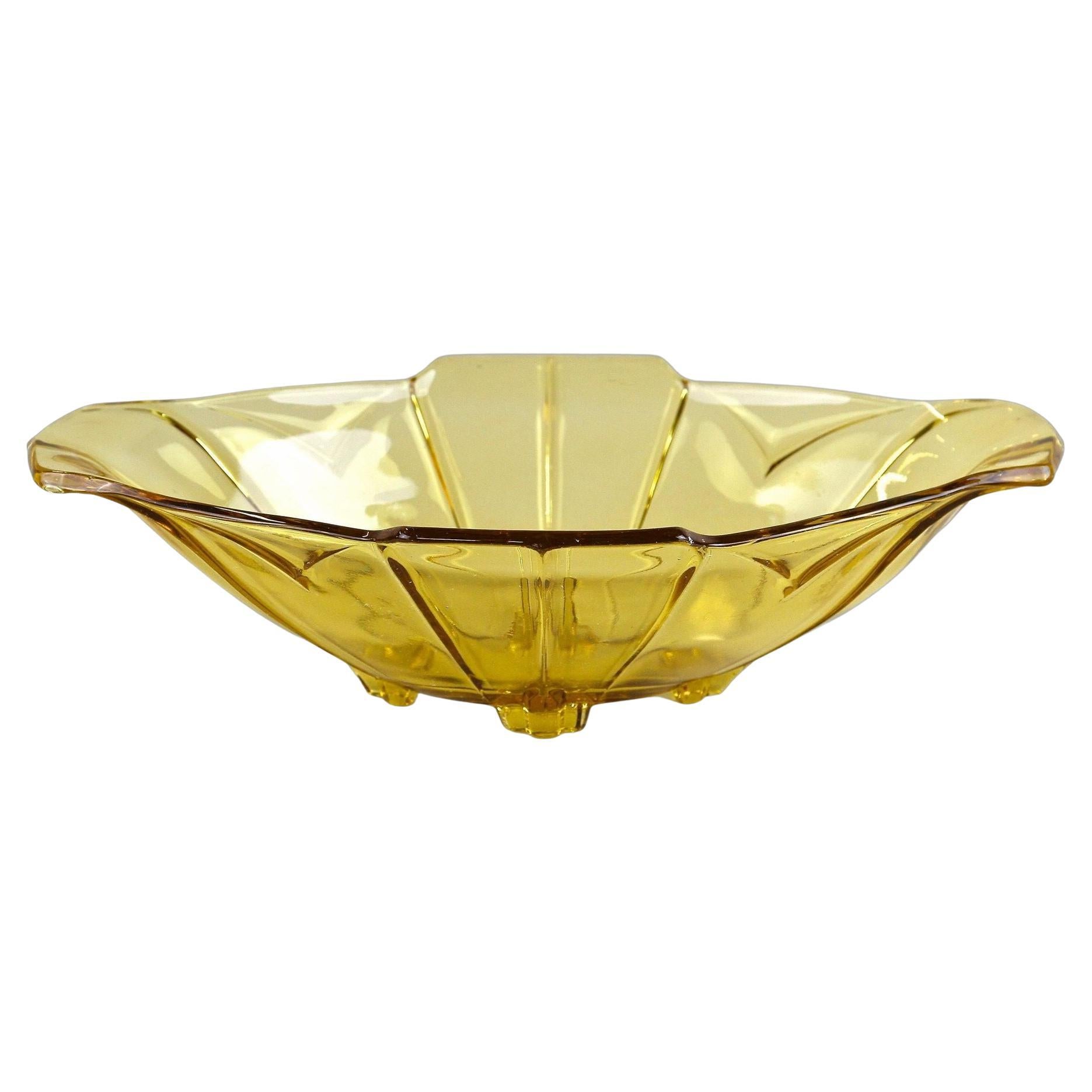 20th Century Art Deco Glass Bowl/ Jardiniere, Amber Colored, Austria circa 1920
