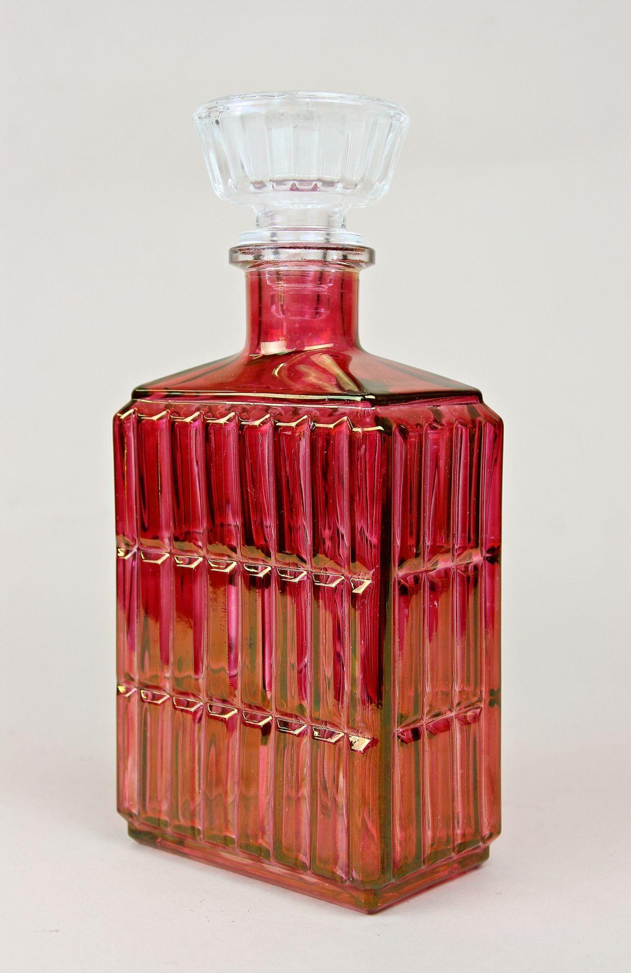 Carafe à liqueur ou flacon de verre Art Déco du 20ème siècle, Autriche, vers 1930 en vente 6