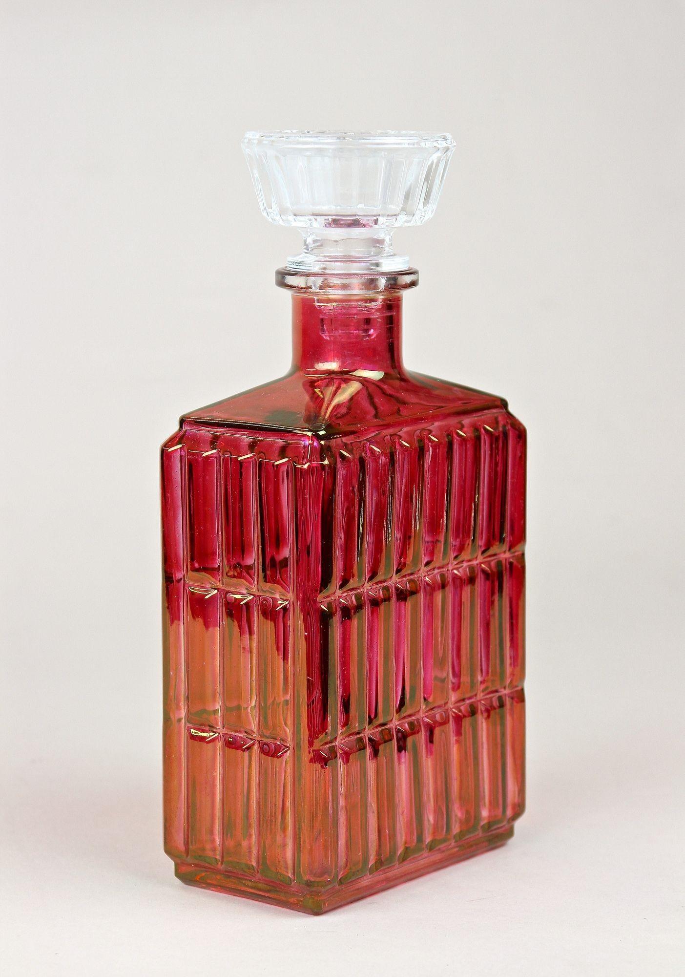 20th Century Art Deco Glass Decanter or Liquor Bottle, Austria ca. 1930 For Sale 9