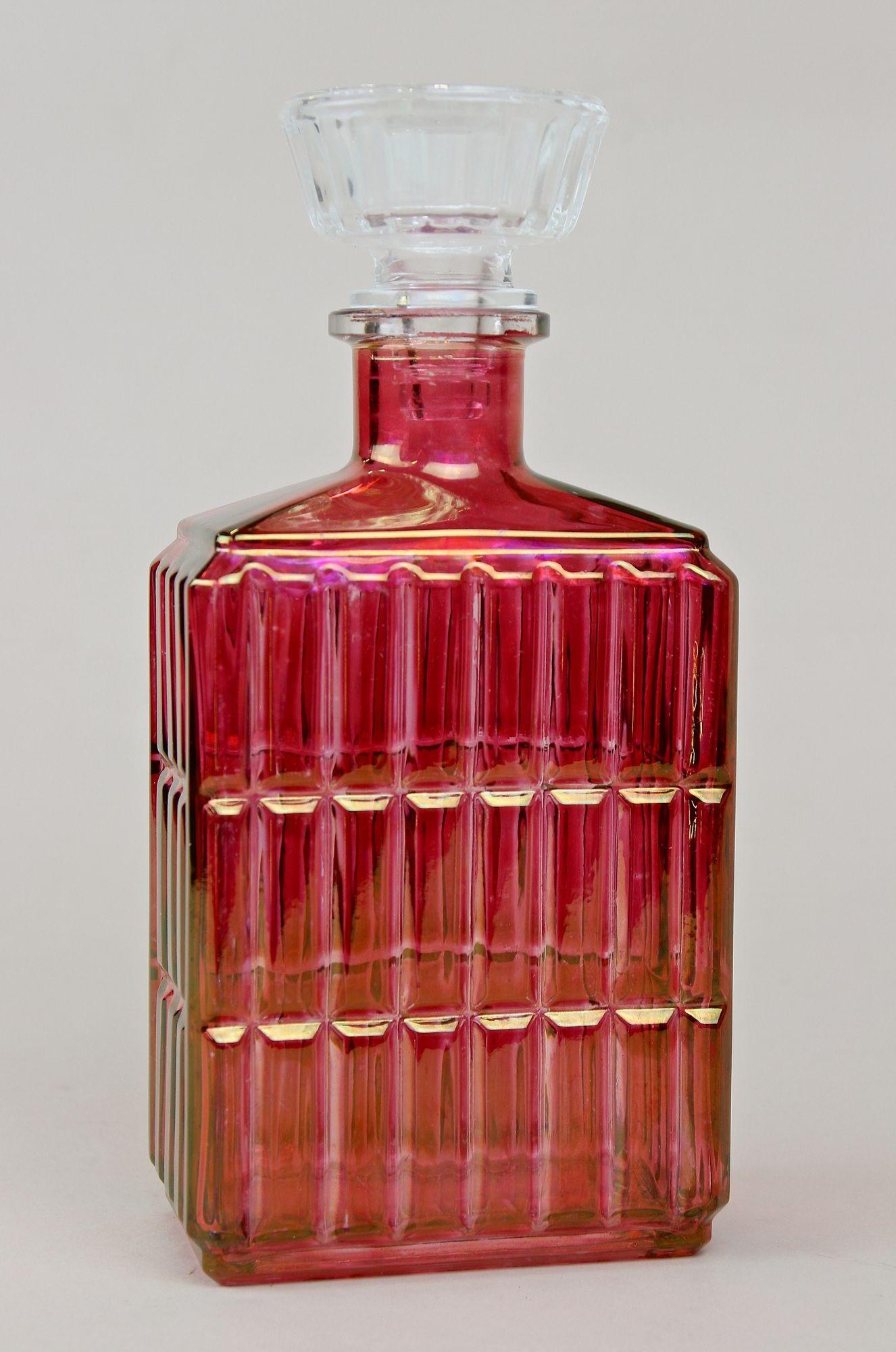 20th Century Art Deco Glass Decanter or Liquor Bottle, Austria ca. 1930 In Good Condition For Sale In Lichtenberg, AT