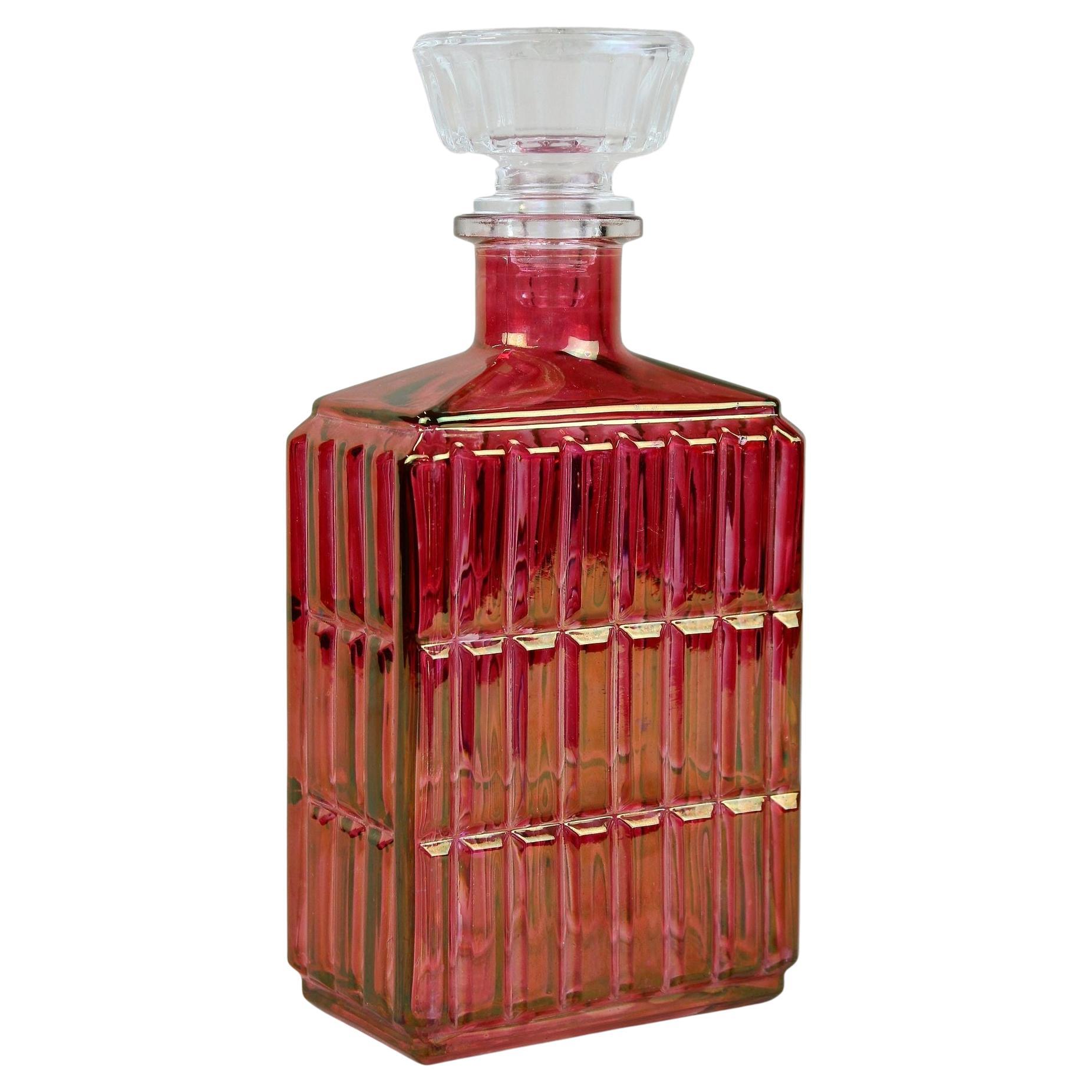 20th Century Art Deco Glass Decanter or Liquor Bottle, Austria ca. 1930