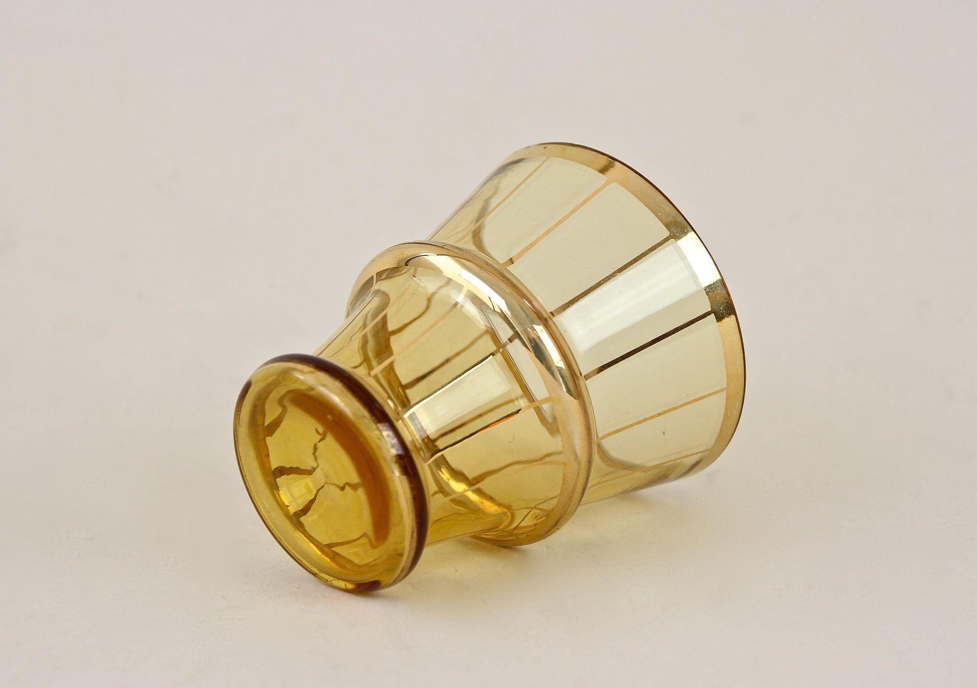 20th Century Art Deco Glass Decanter Set, Amber Colored/ Gilt - CZ ca. 1920 For Sale 14