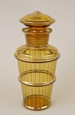 20th Century Art Deco Glass Decanter Set, Amber Colored/ Gilt - CZ ca. 1920