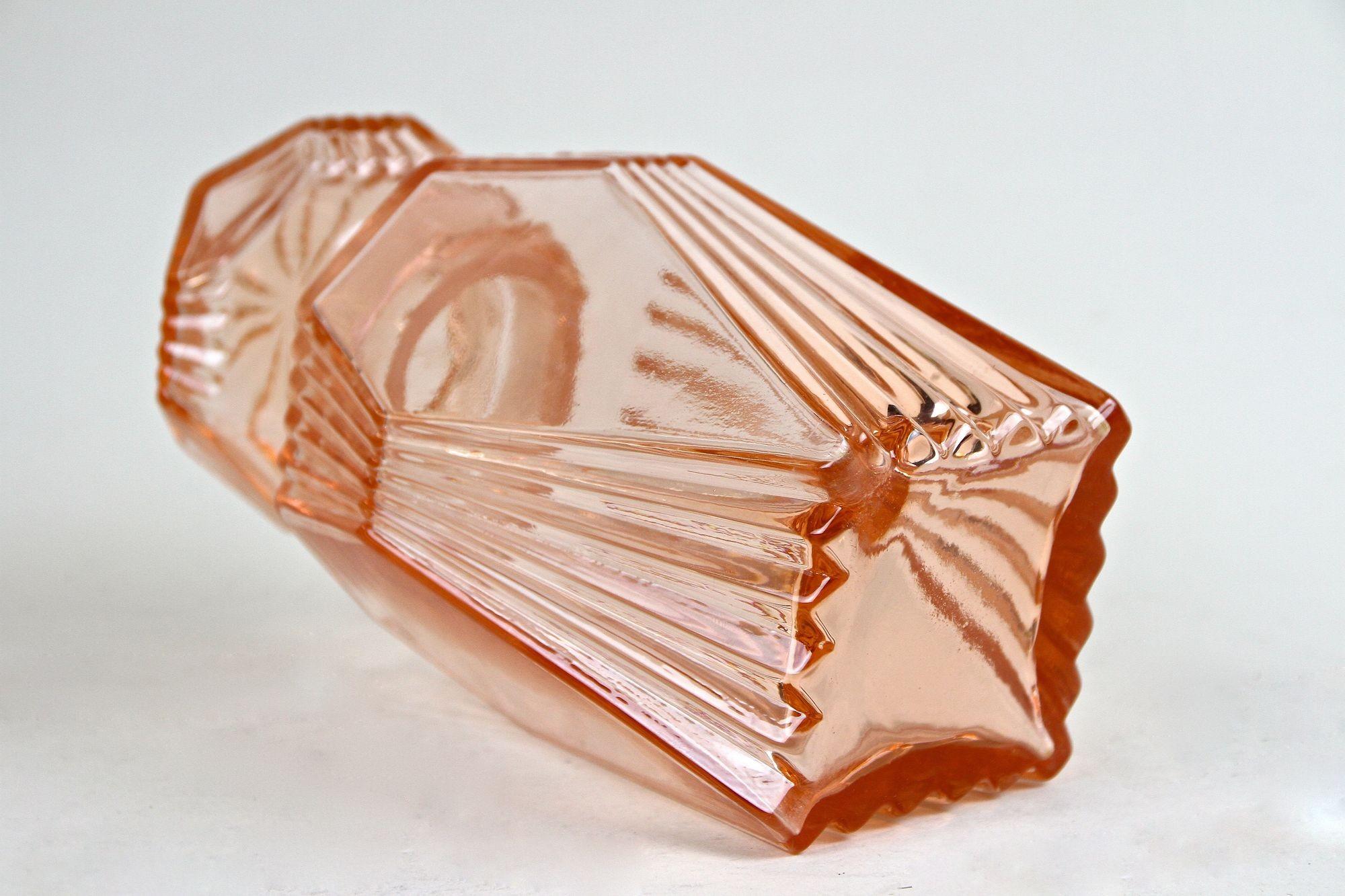 20th Century Art Deco Glass Decanter Set Of Seven, Coral Colored, AT ca. 1920 For Sale 7