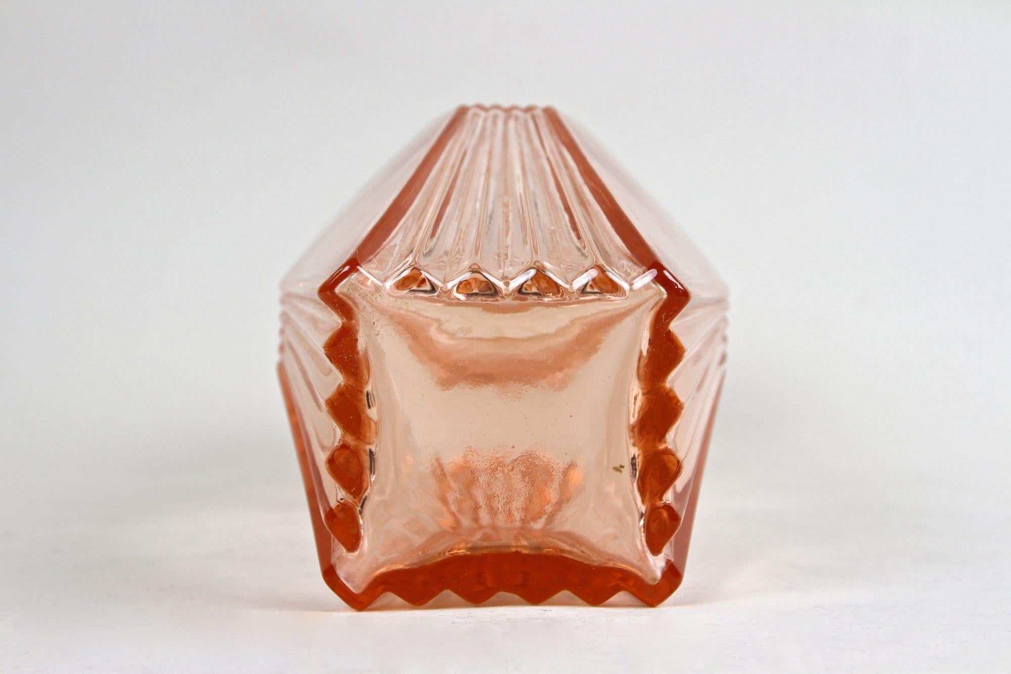 20th Century Art Deco Glass Decanter Set Of Seven, Coral Colored, AT ca. 1920 For Sale 8
