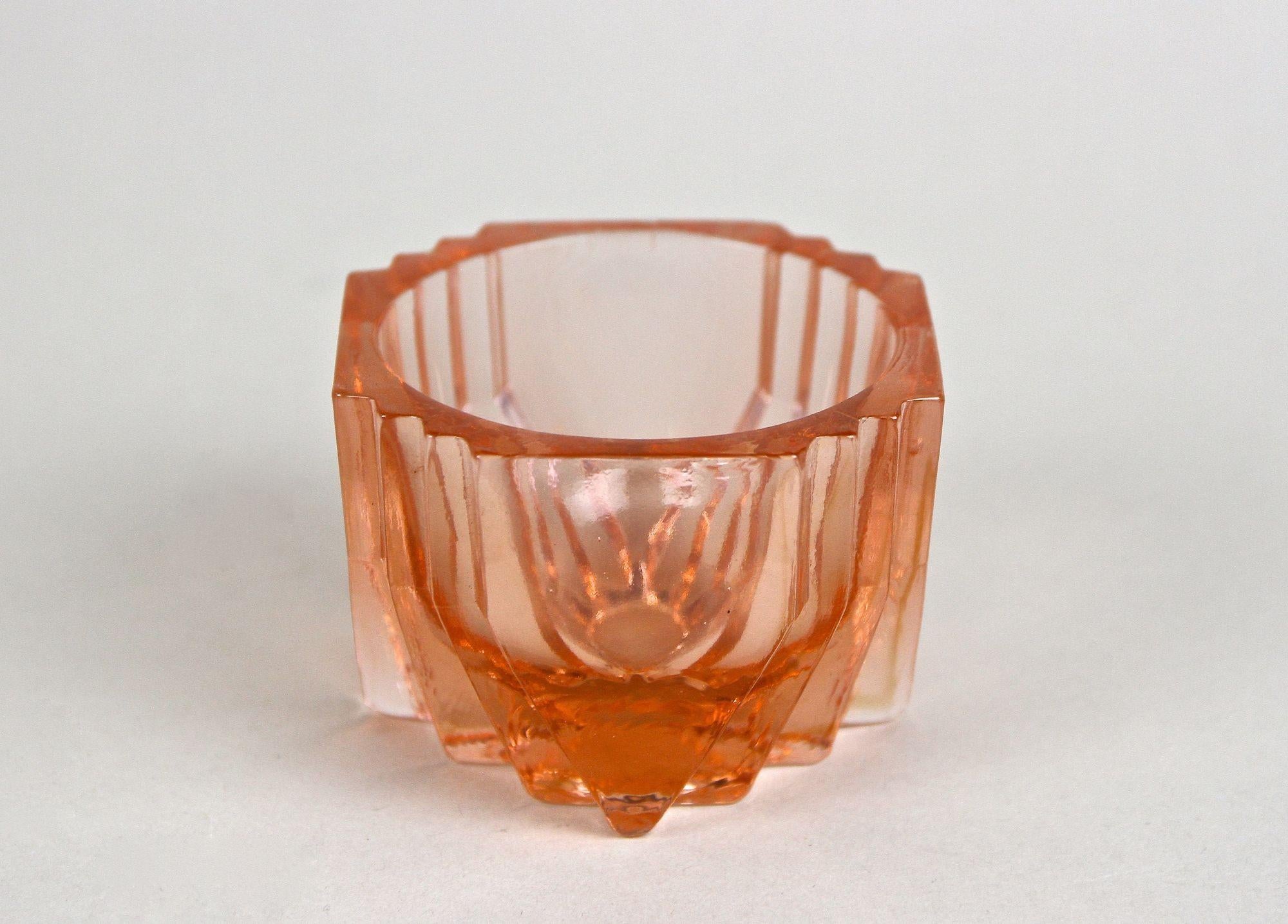 20th Century Art Deco Glass Decanter Set Of Seven, Coral Colored, AT ca. 1920 For Sale 10