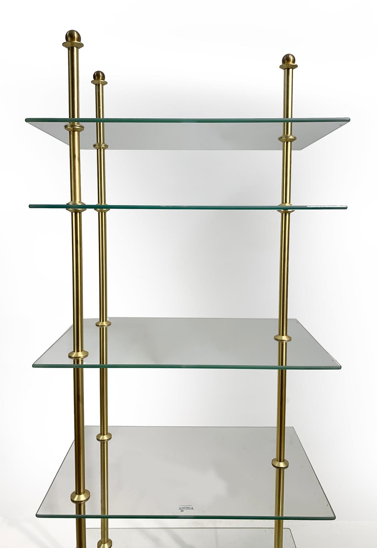 Elegant 20th century Art Deco five Glass Display shelves made in Italy. Every glass shelf has a signature.