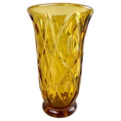 Antique 20th Century Art Deco Glass Vase, Amber Colored - Austria circa 1920