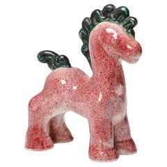 Caballo de cerámica verde y rosa art decó del siglo XX circa 1950 Estilo de Gueden
