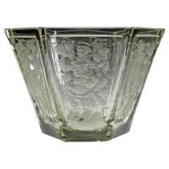 Art Deco Hand Engraved Bowl -Bacchanalia -20th Century Designed by: Max Roesler 