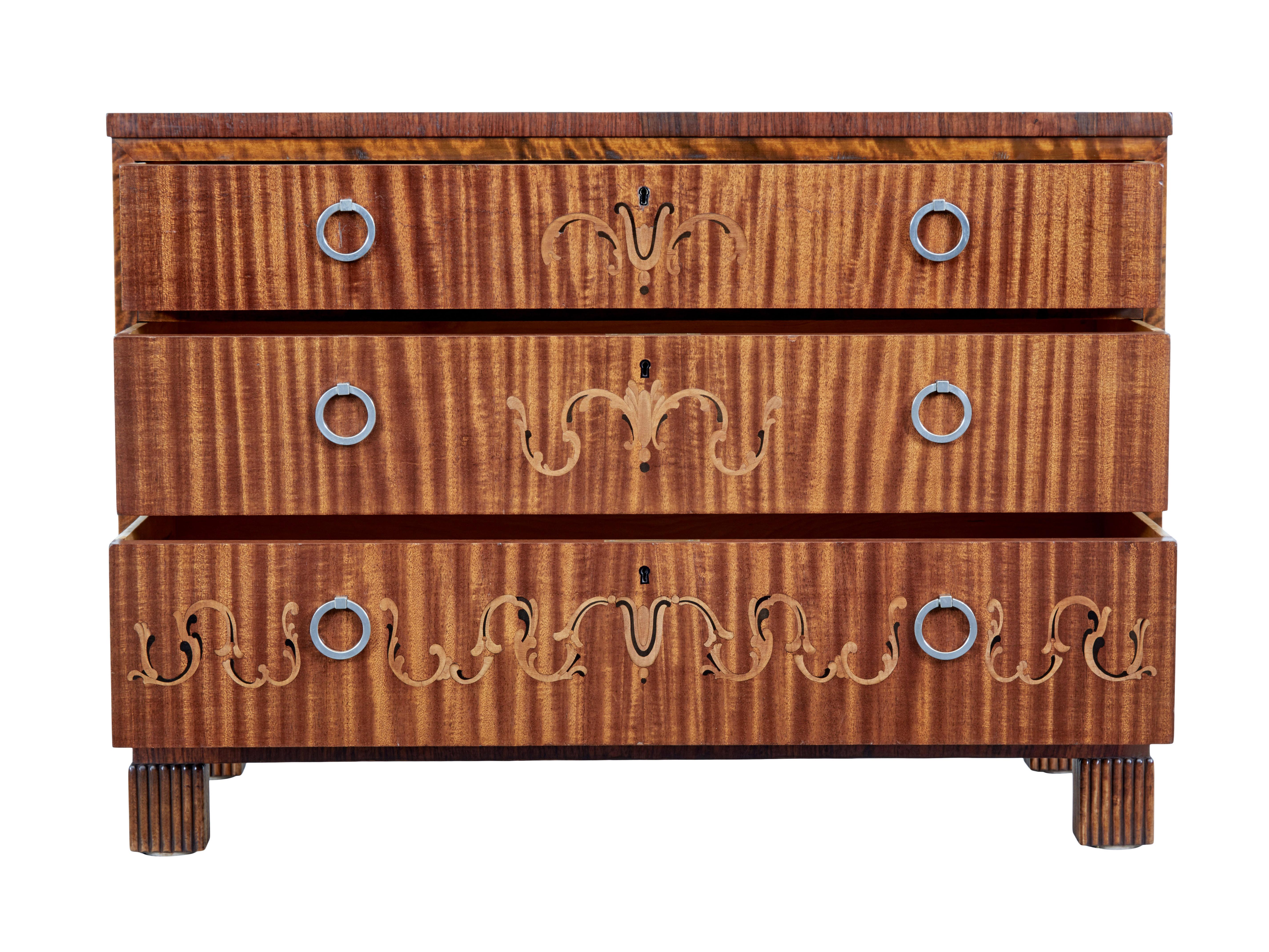 Art Deco 20th century art deco inlaid chest of drawers For Sale