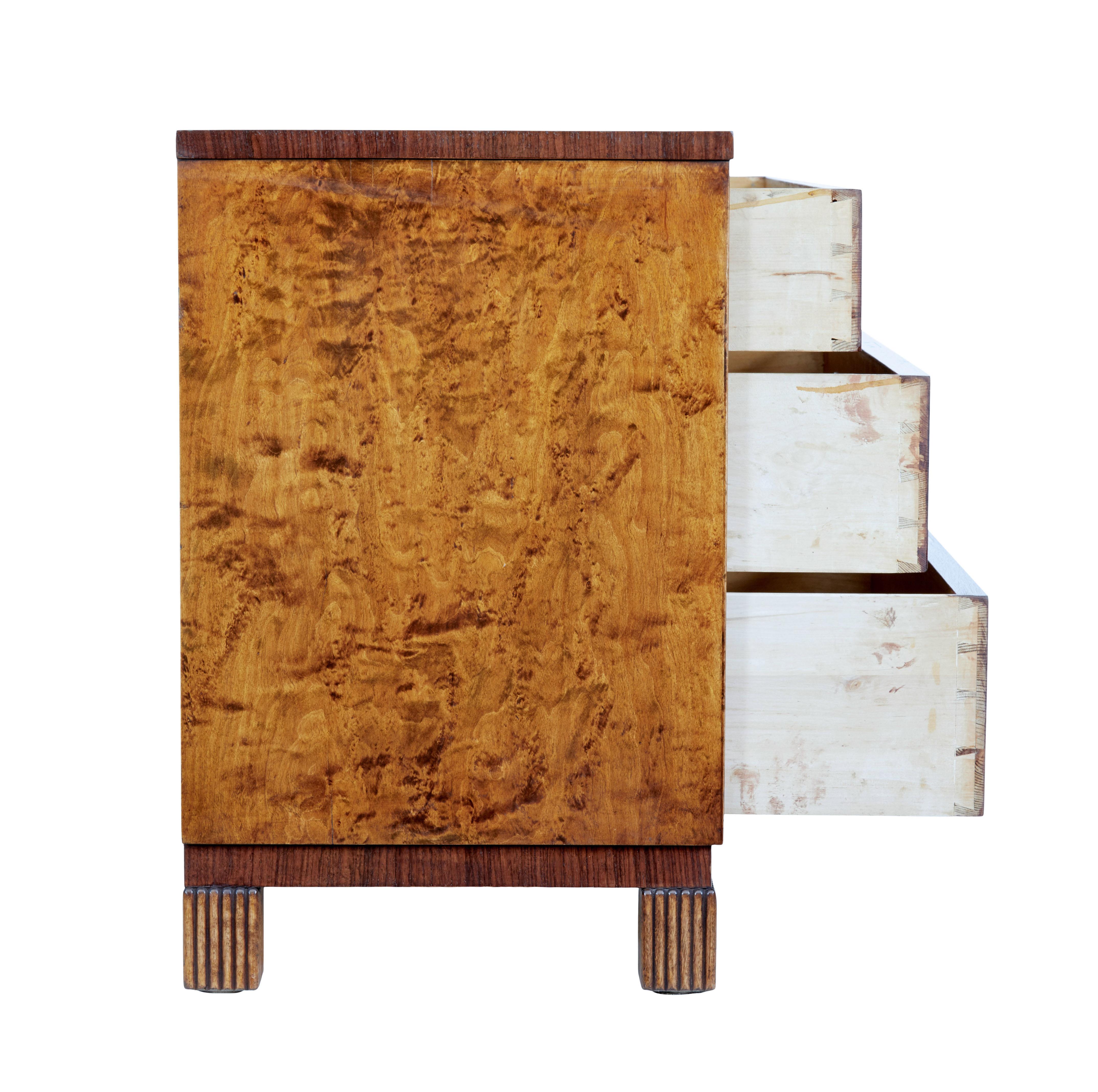 Swedish 20th century art deco inlaid chest of drawers For Sale