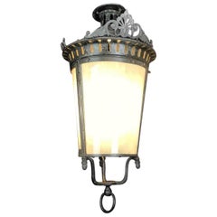 Lanterne italienne Art Déco du XXe siècle avec verre dépoli
