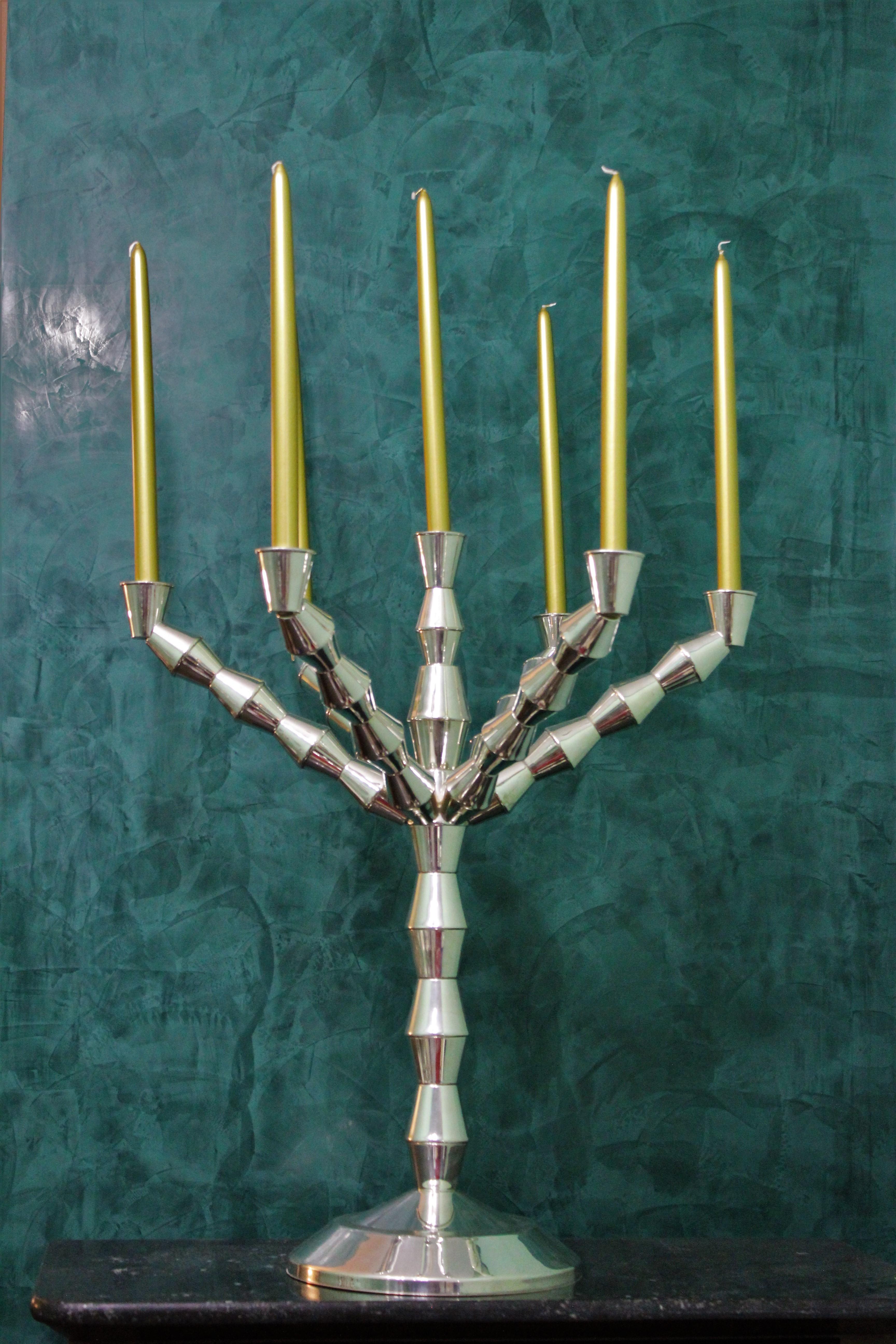 20th Century Art Deco Italian Silver Candelabras Pair by Carlo Trebbi, 1930s In Good Condition For Sale In Florence, IT