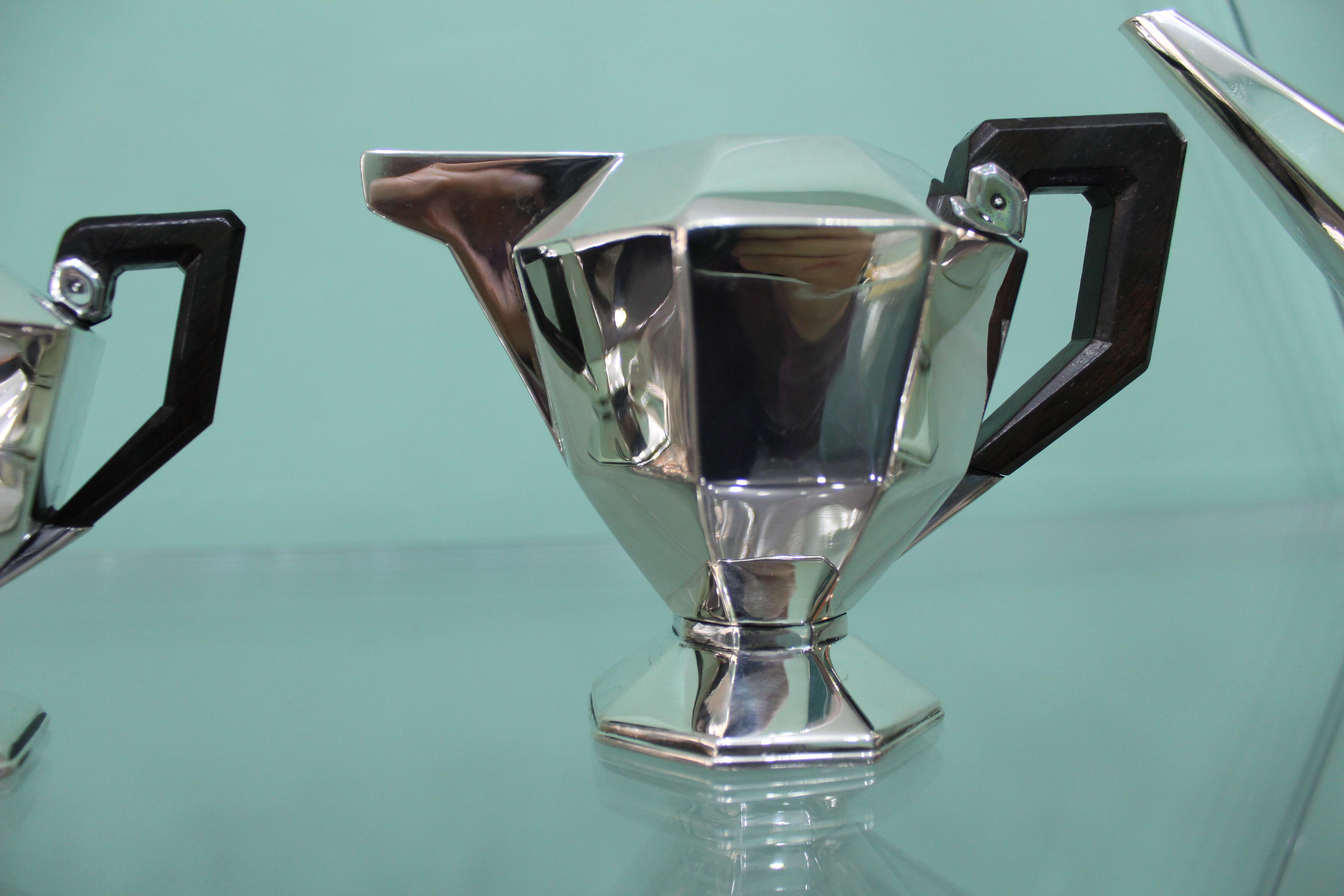 20th Century Art Deco Italian Silver Tea Set, 1920s In Good Condition In Florence, IT