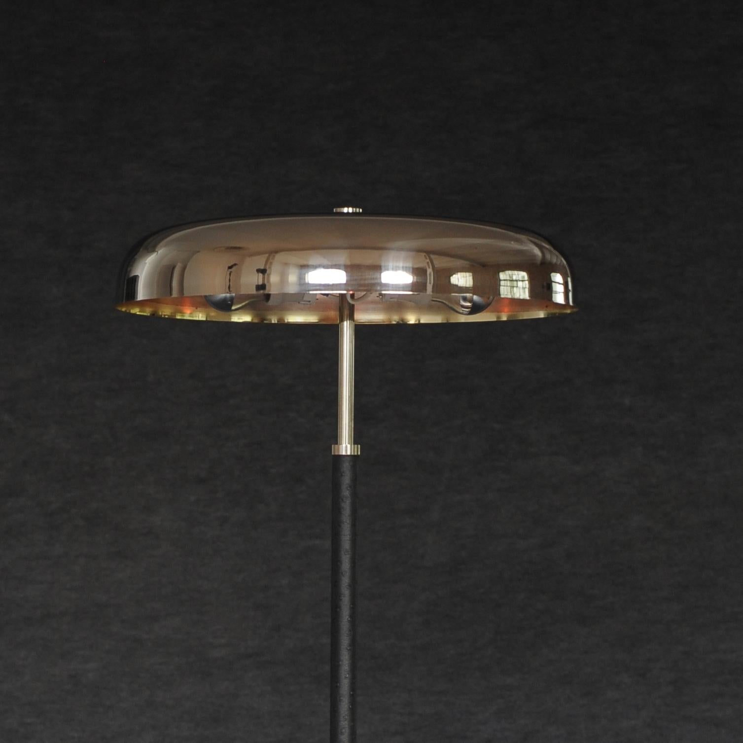 20th Century Art Deco Leather Clad Floor Lamp For Sale 4
