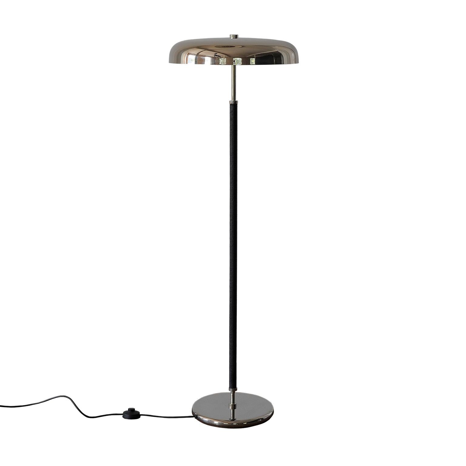 German 20th Century Art Deco Leather Clad Floor Lamp For Sale