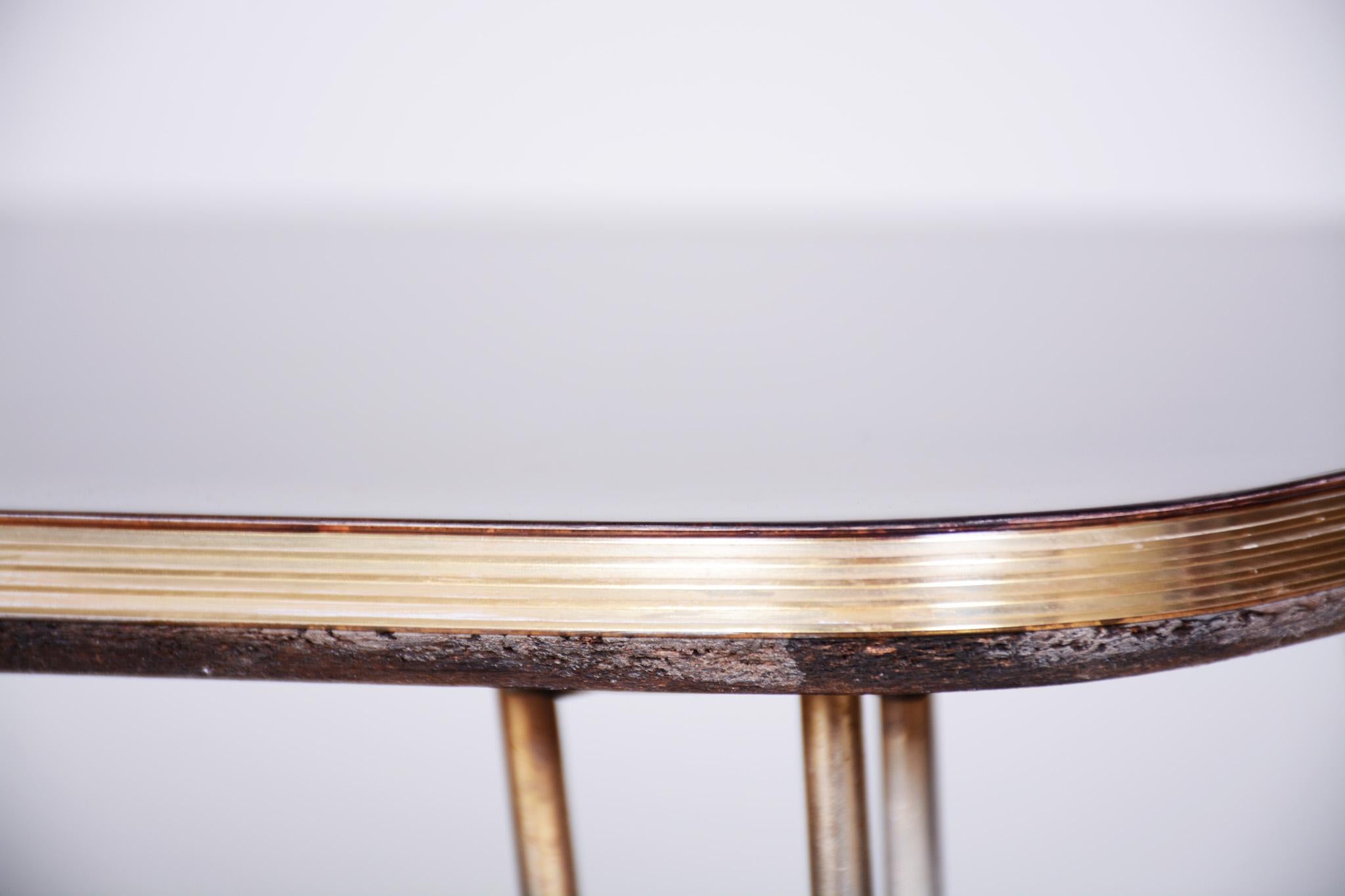 Tchèque Table de chariot Art Déco en acajou du 20ème siècle, laiton, excellent état, années 1950 en vente