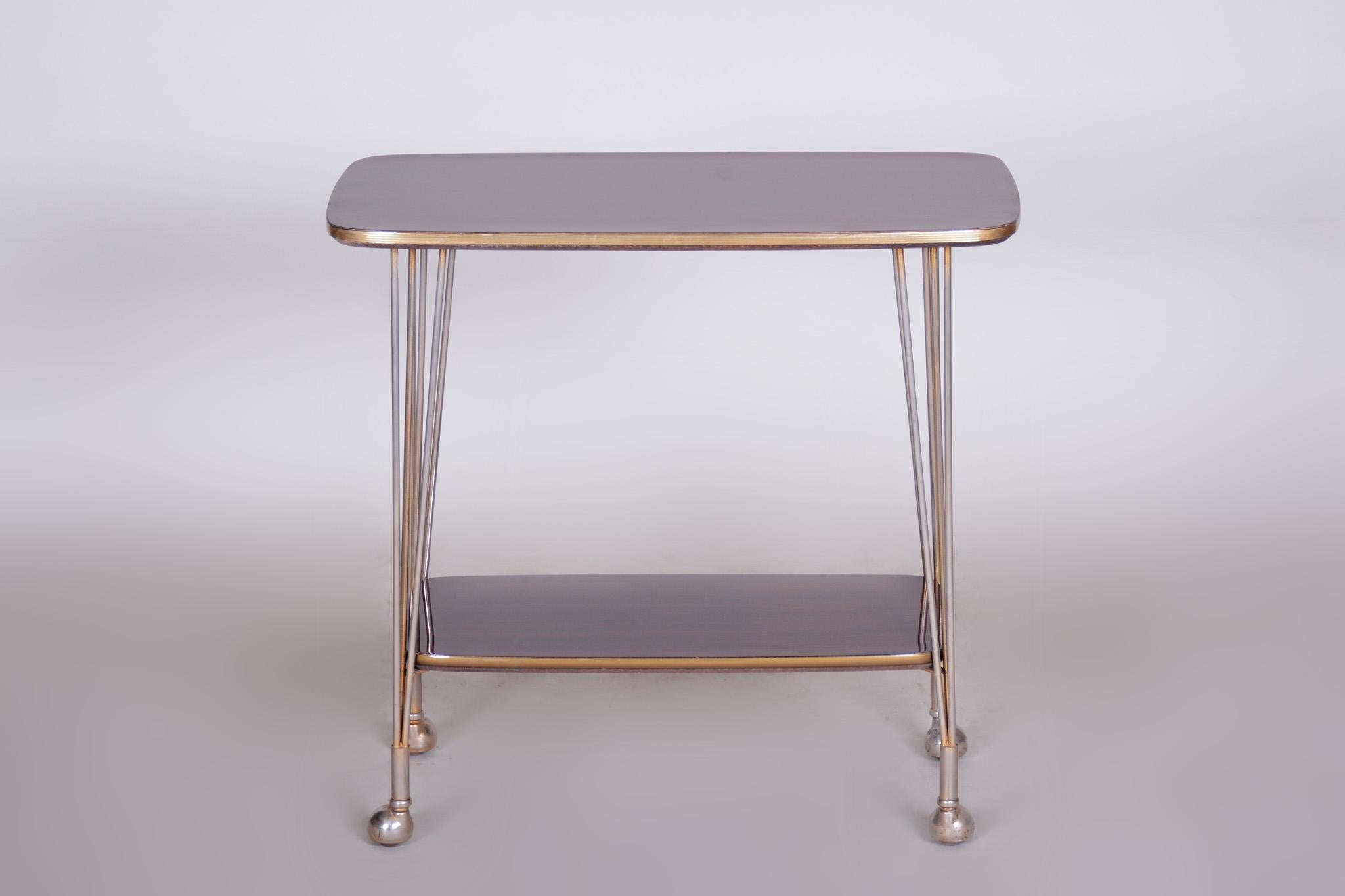 20th Century Art Deco Mahogany Trolley Table, Brass, Excellent Condition, 1950s For Sale 2