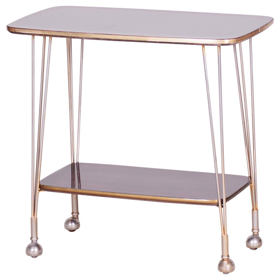 Art-déco-Mahagoni-Tisch aus dem 20. Jahrhundert, Messing, ausgezeichneter Zustand, 1950er Jahre