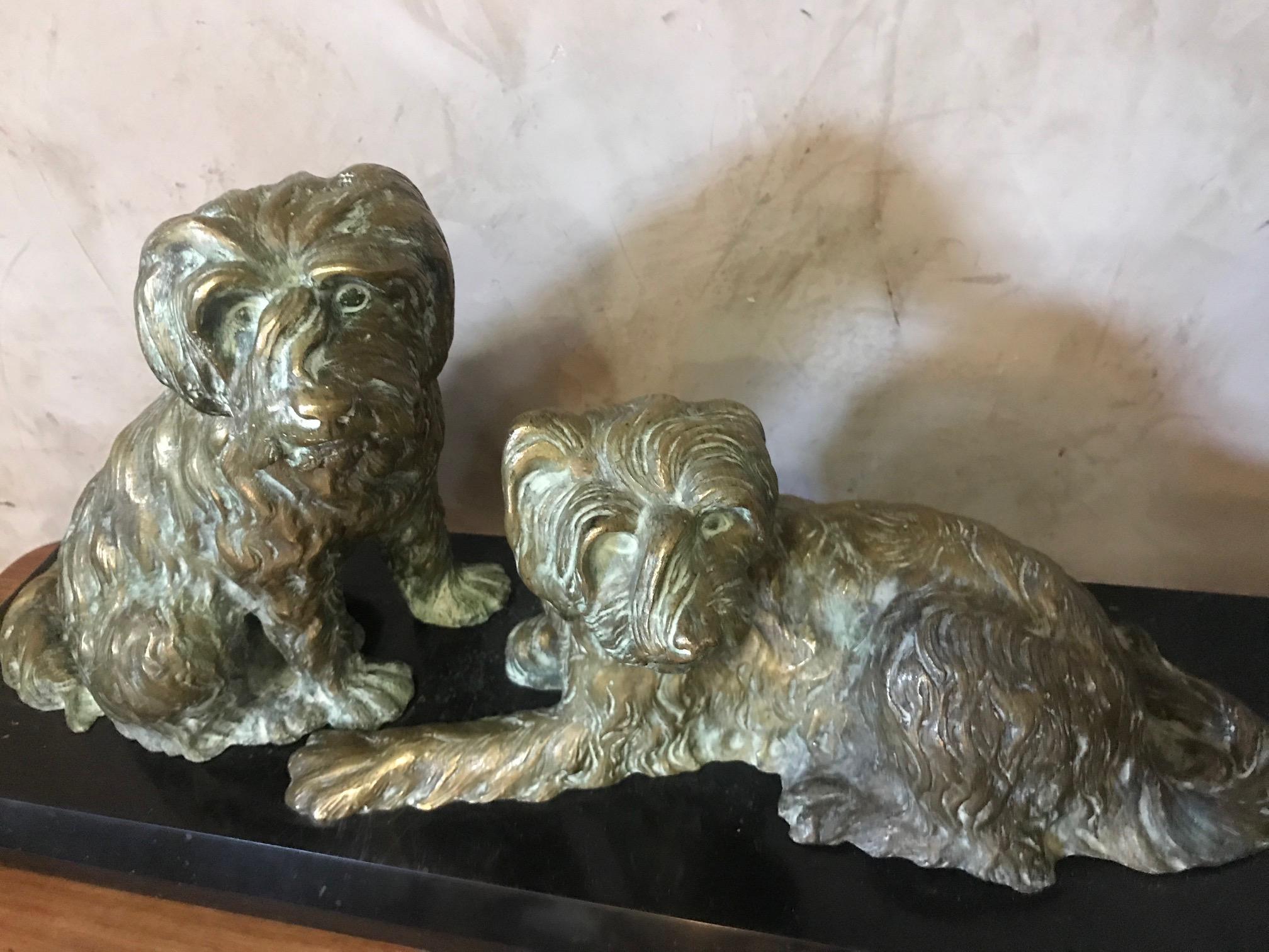 20th Century Art Deco Marble and Bronze Georges Lavroff Dogs Sculpture 3
