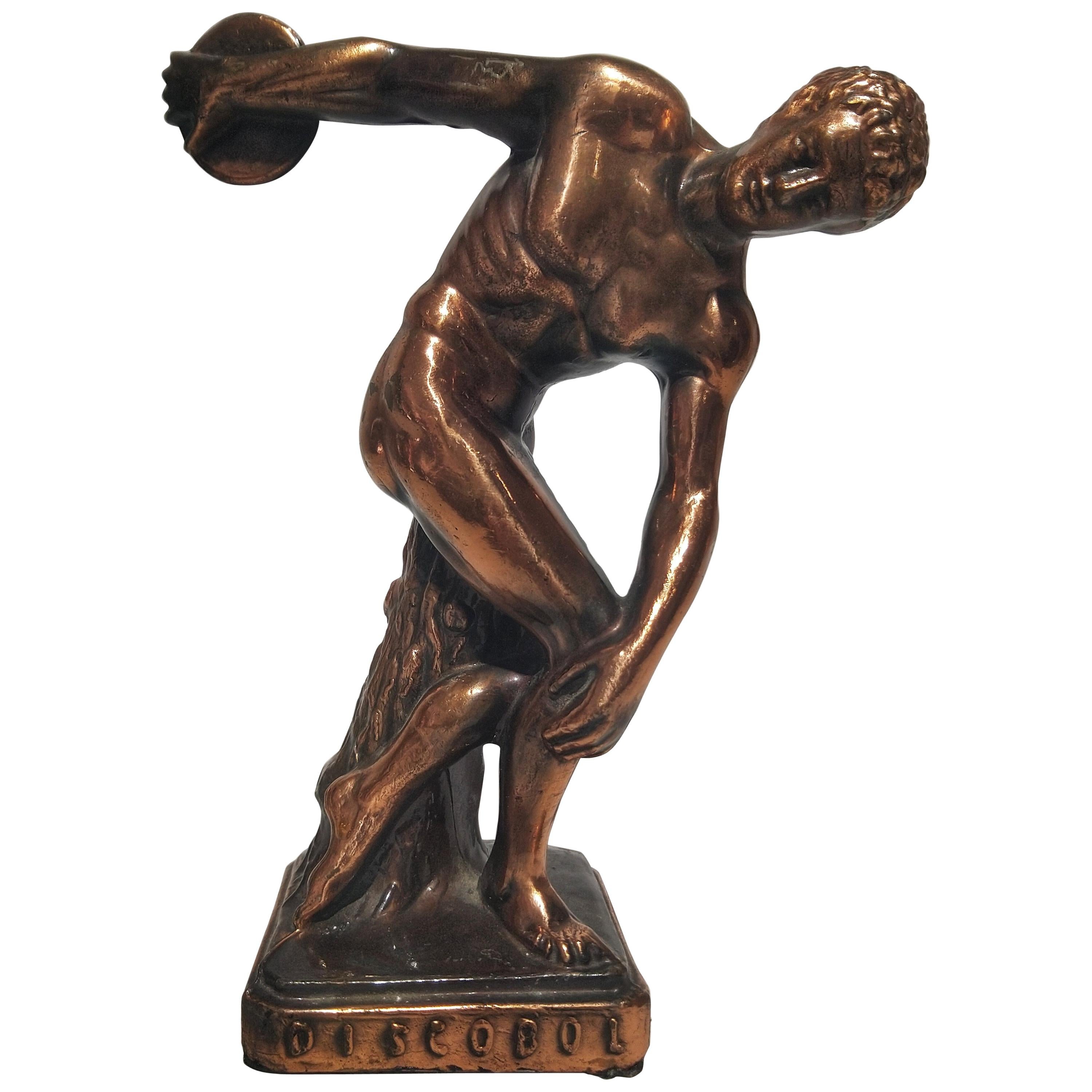 20th Century Art Deco Metame Sculpture Figure Bronze Discobolus For Sale