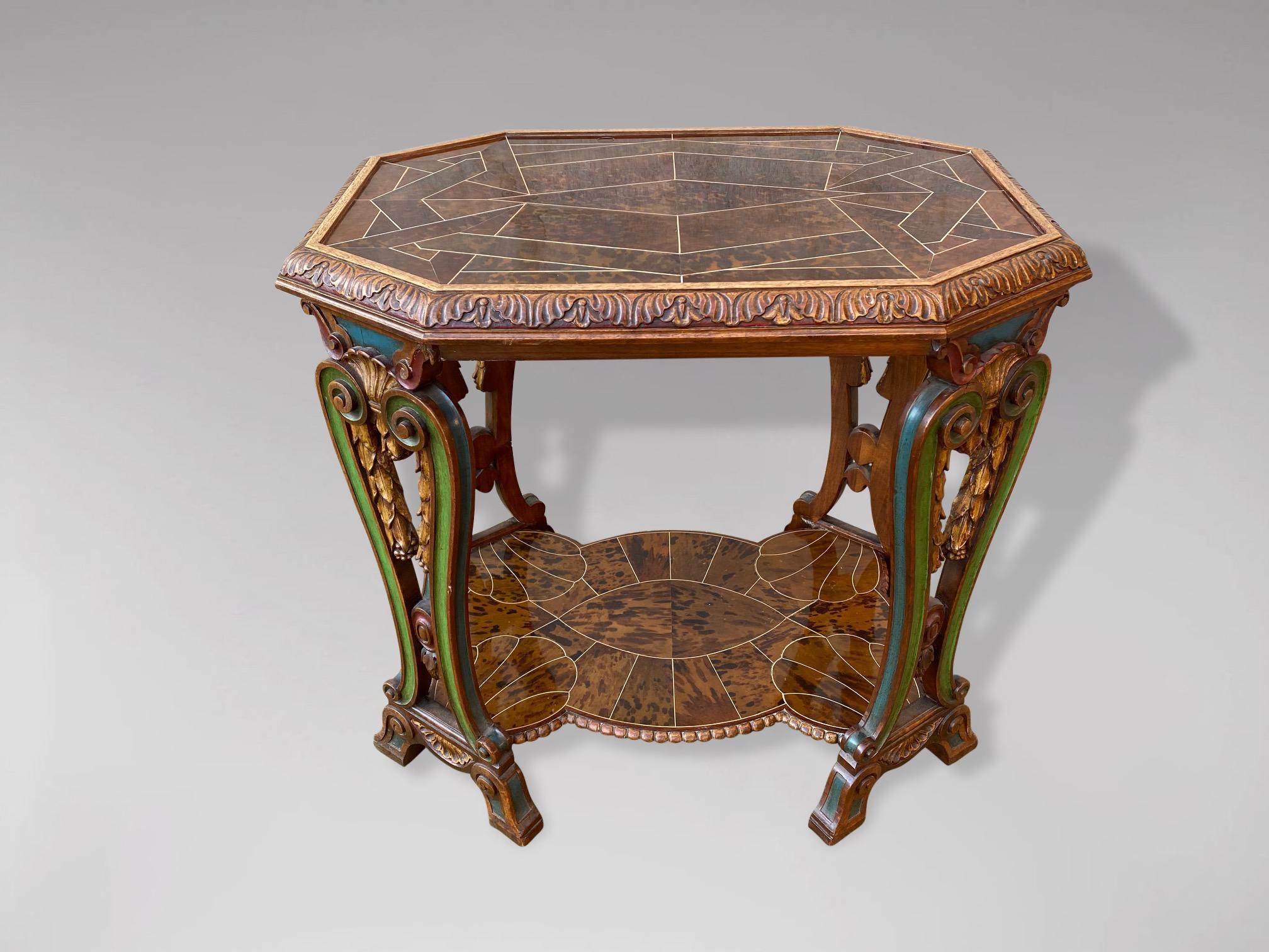 A stunning quality 20th century Art Deco occasional table of Maison Franck in Antwerp. A tortoiseshell veneered and ivorine inlaid parcel-gilt wood tops, top covered with glass. Attributed to Maison Franck, Antwerp Belgium circa 1920.
Top quality!