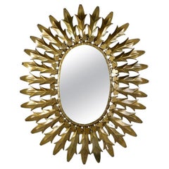 20th Century Art Deco Oval Sunburst Wall Mirror, France circa 1920