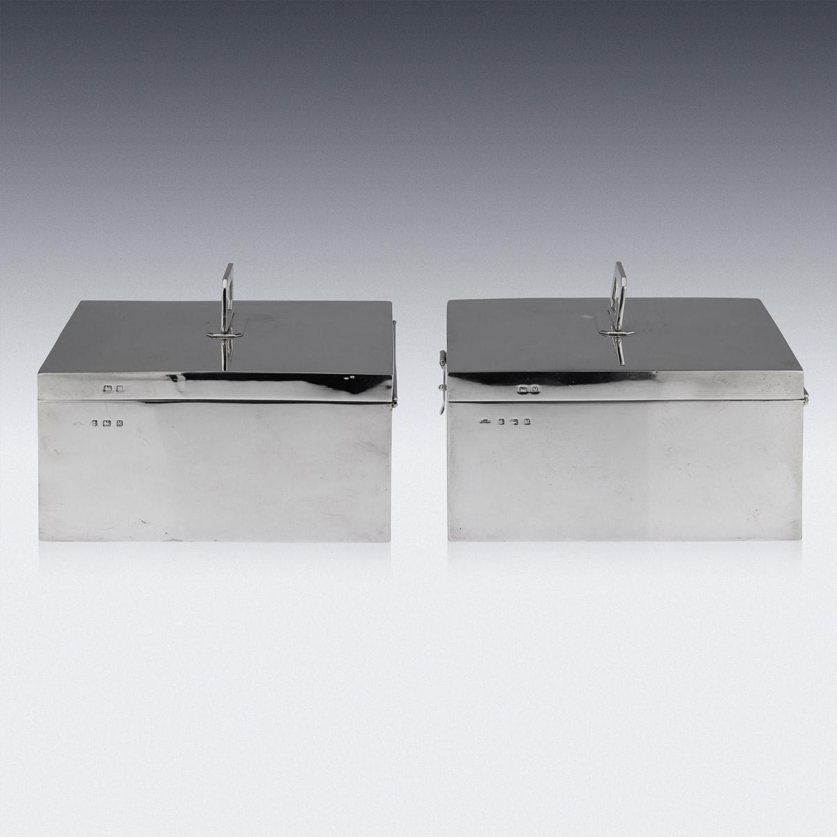 20th Century Art Deco Pair Of Solid Silver Cigar Boxes, Asprey & Co, c.1936 In Good Condition For Sale In Royal Tunbridge Wells, Kent
