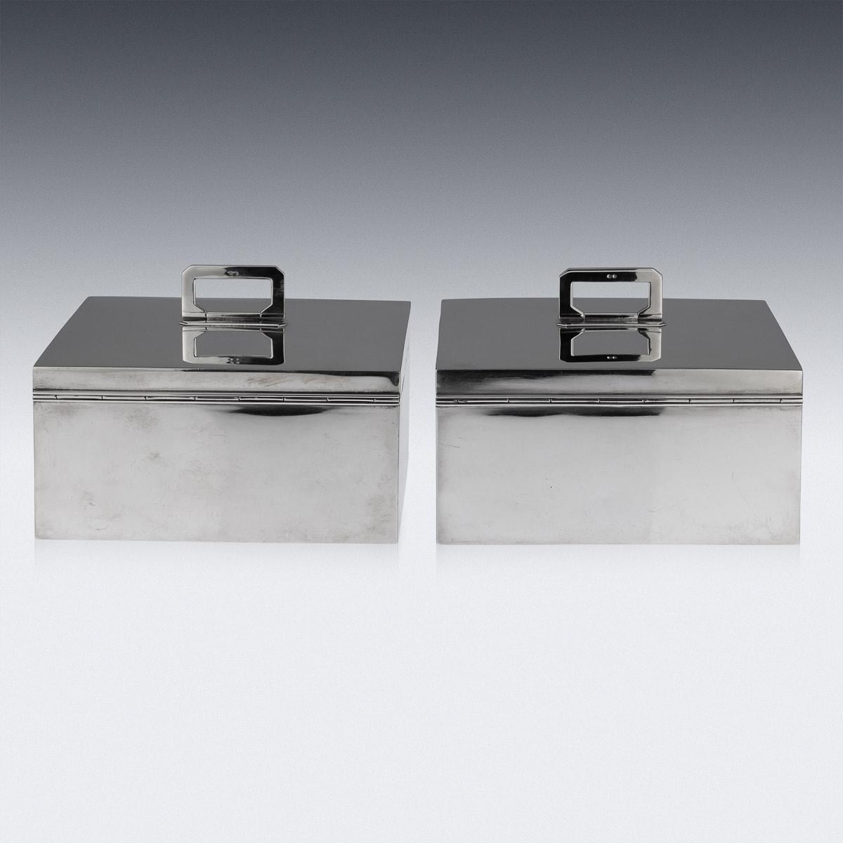20th Century Art Deco Pair Of Solid Silver Cigar Boxes, Asprey & Co, c.1936 For Sale 1