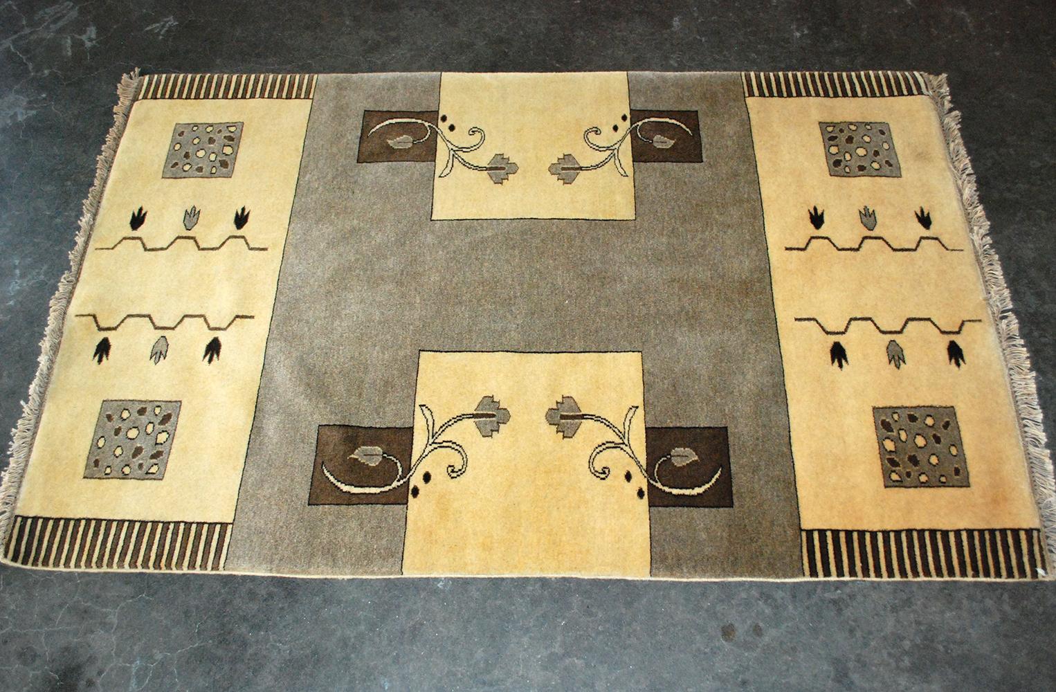 Anglo-Indian 20th Century Art Deco Peking Neutral Rug