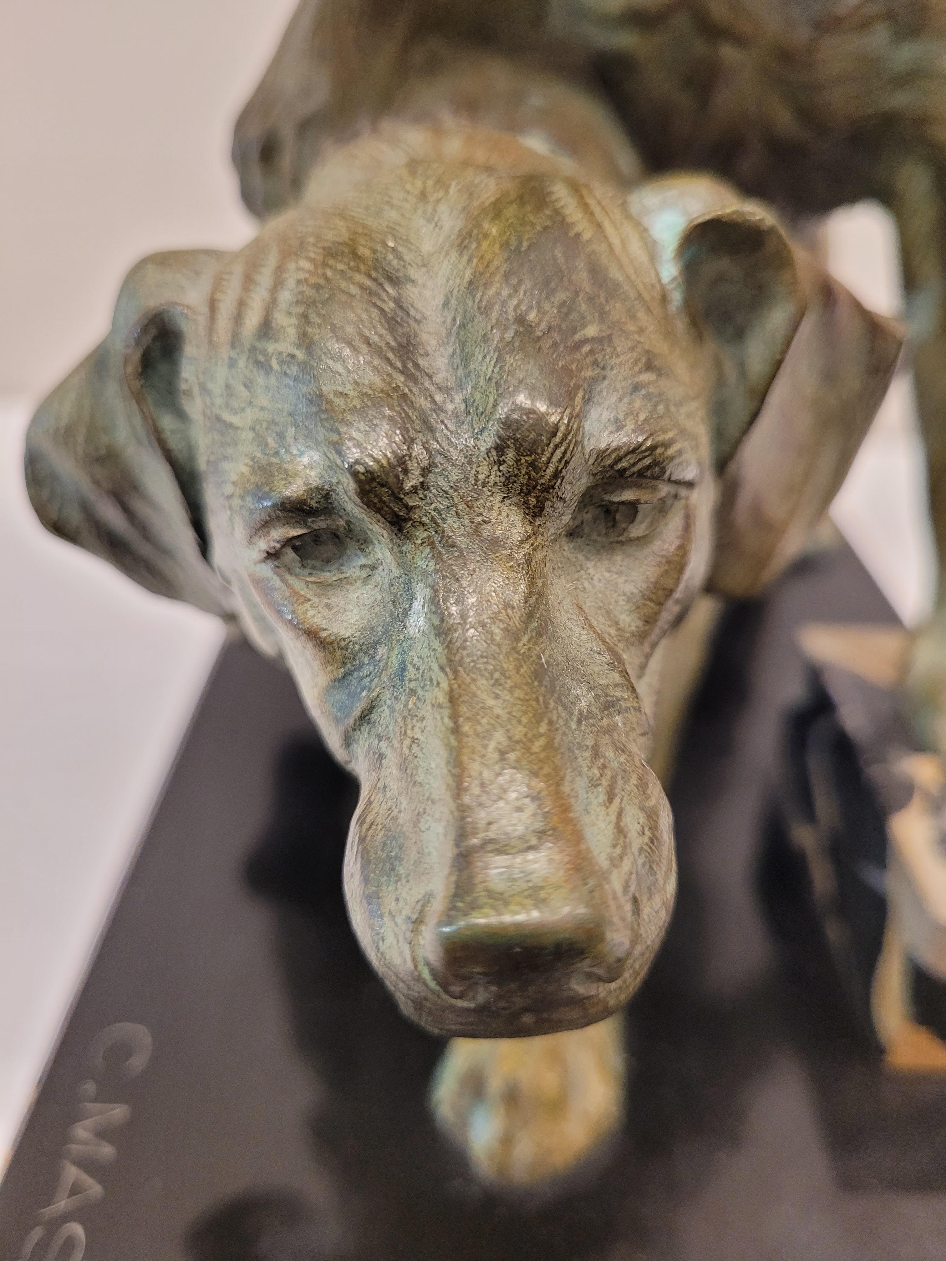 Bronze d'époque Art Déco du 20e siècle « Hunting Dogs » de Clovis Masson en vente 6