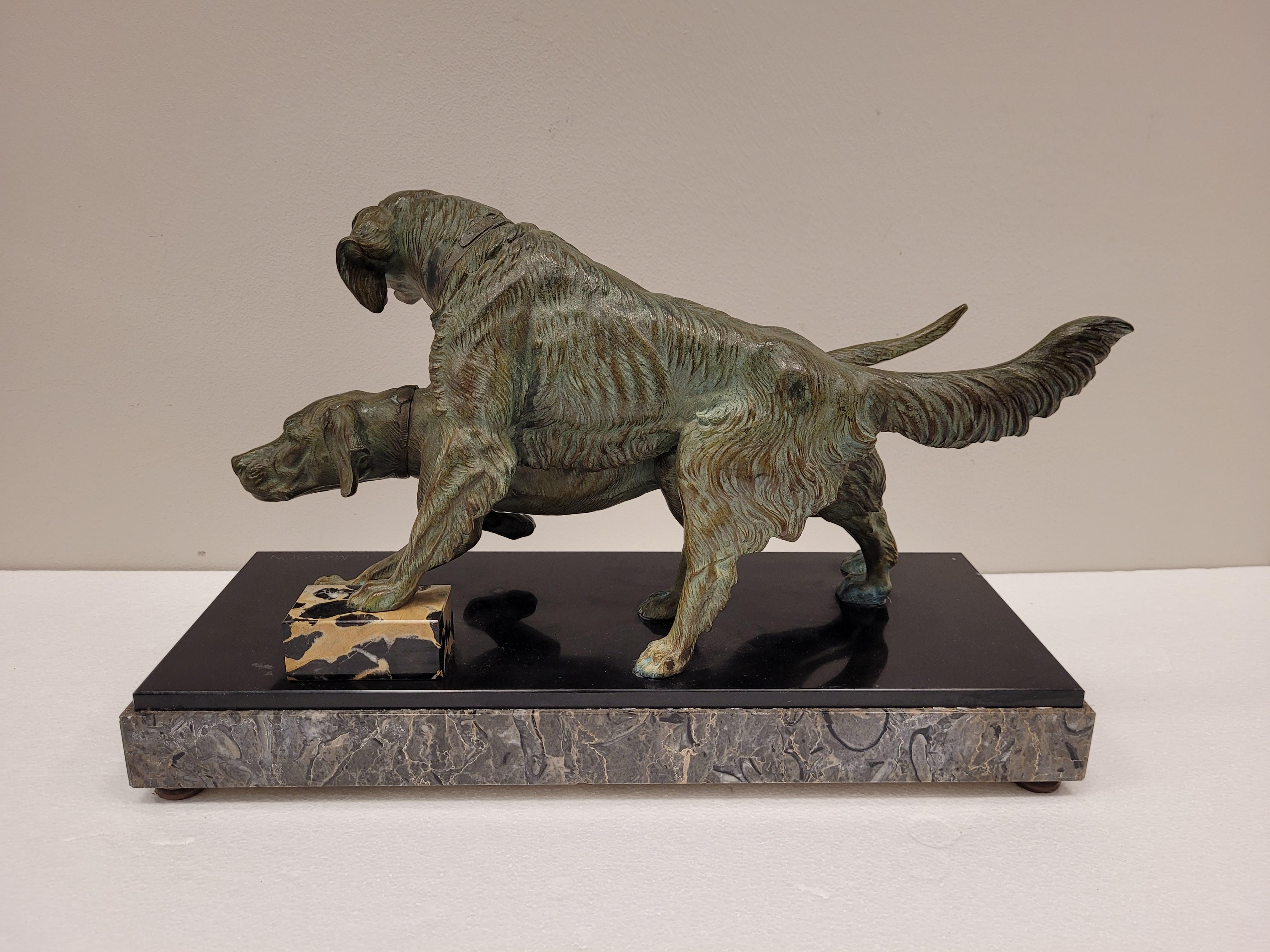 Bronze d'époque Art Déco du 20e siècle « Hunting Dogs » de Clovis Masson en vente 9