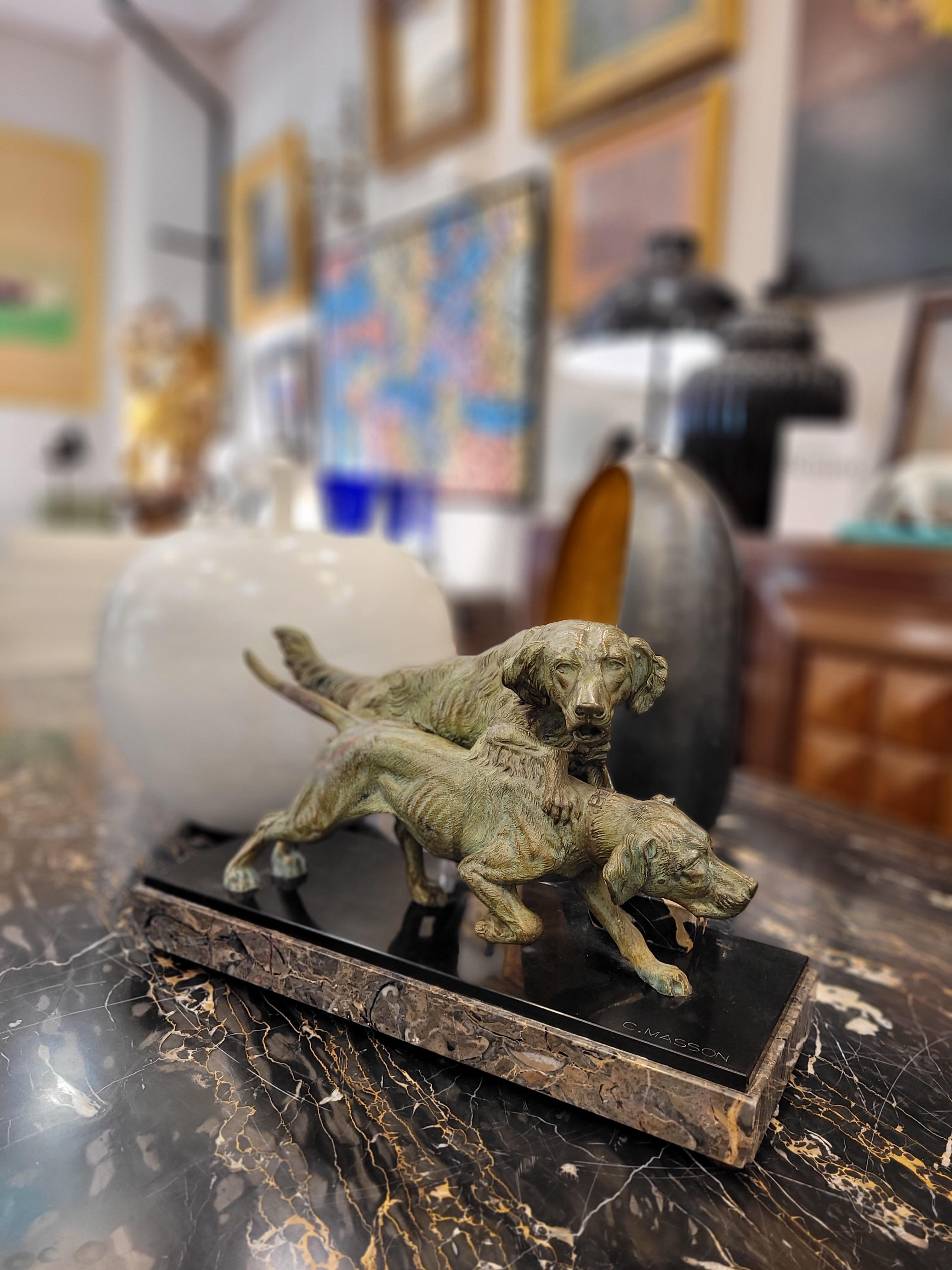 Bronze „Hunting Dogs“ von Clovis Masson, Art déco-Periode des 20. Jahrhunderts im Angebot 13