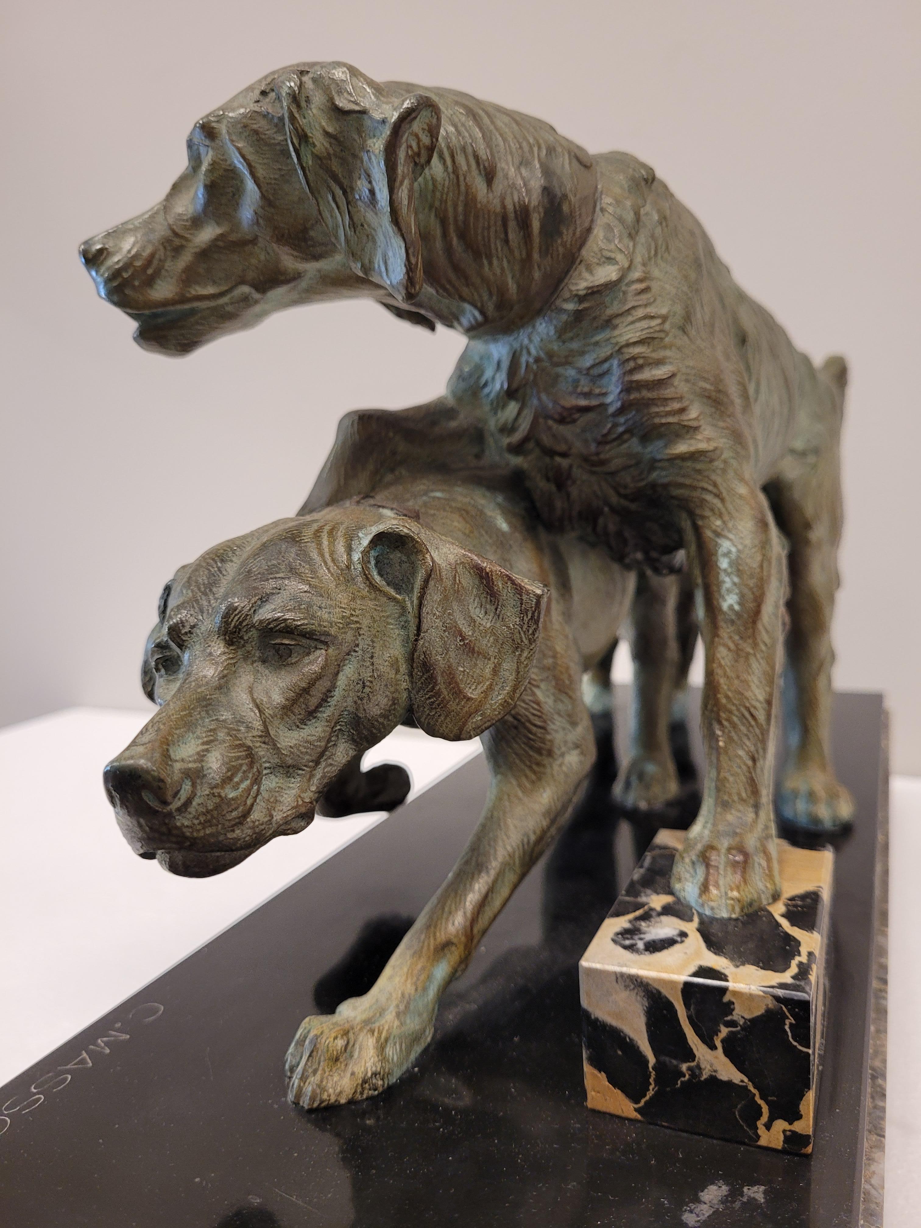 Bronze „Hunting Dogs“ von Clovis Masson, Art déco-Periode des 20. Jahrhunderts im Angebot 14