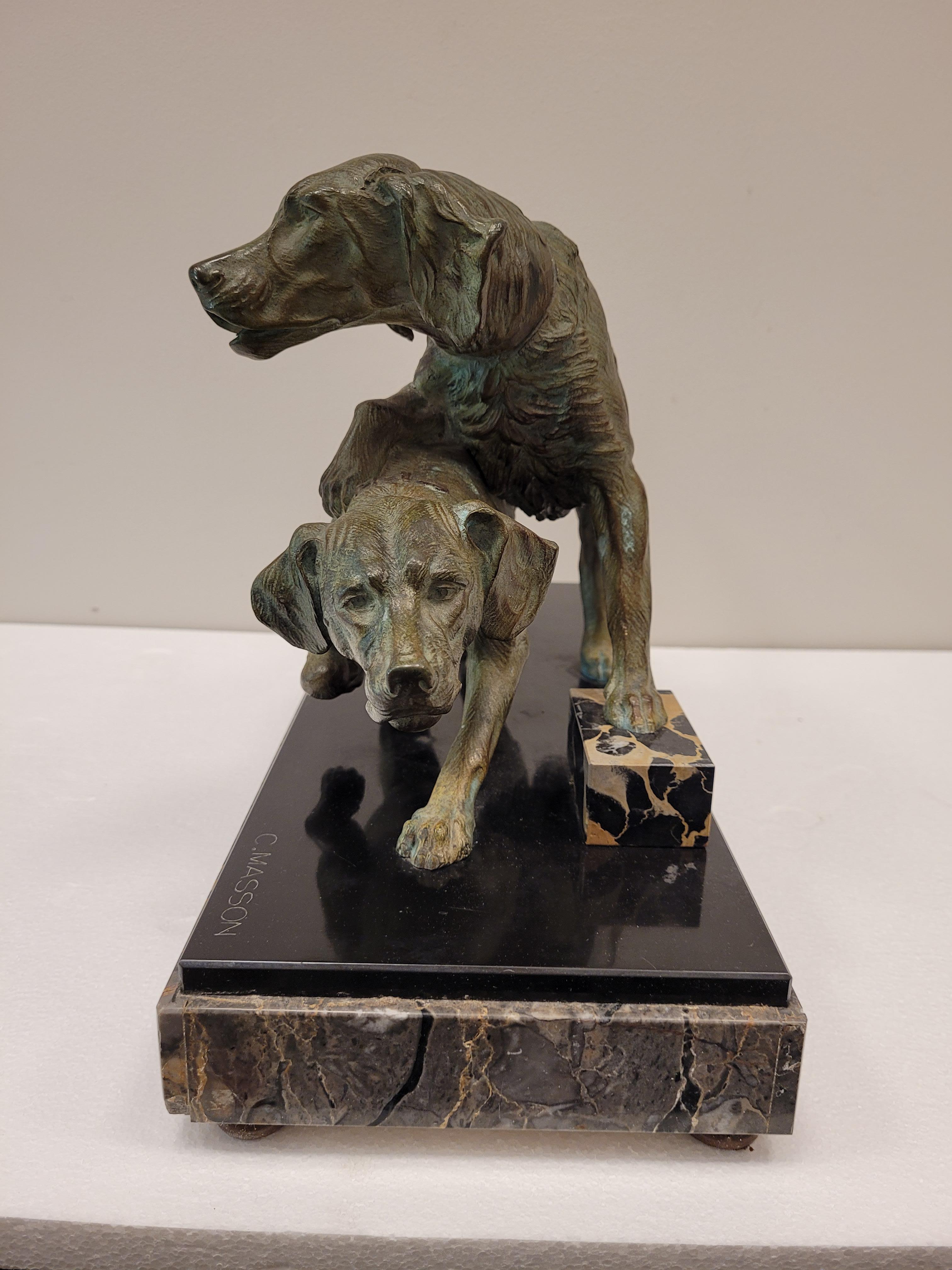 Bronze „Hunting Dogs“ von Clovis Masson, Art déco-Periode des 20. Jahrhunderts im Zustand „Gut“ im Angebot in Valladolid, ES
