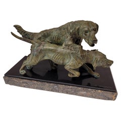 Vintage 20th Century Art Deco Period Bronze "Hunting Dogs" by Clovis Masson