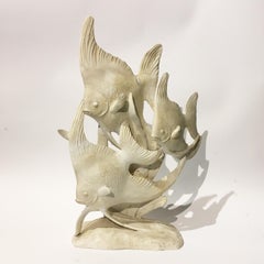20th Century Art Deco Plaster Sculpture of a Shoal of Fishes by Mario Bandini