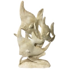 20th Century Art Deco Plaster Sculpture of a Shoal of Fishes by Mario Bandini