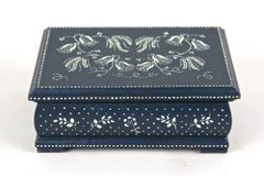 20th Century Art Deco Prussian Blue Jewelry Box, Handpainted, Austria ca. 1920
