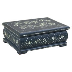 20th Century Art Deco Prussian Blue Jewelry Box, Handpainted, Austria ca. 1920